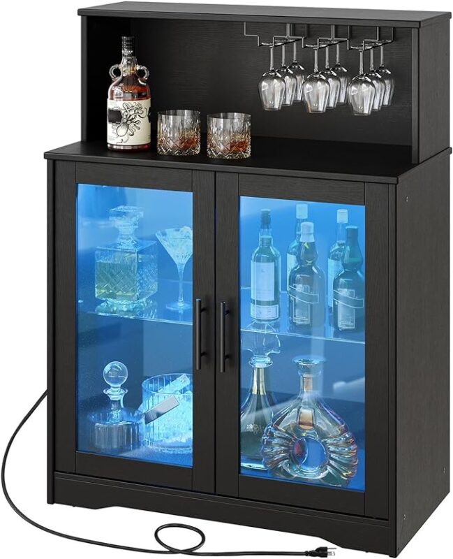 SouthShoreBar CabinetwithBottle and GlassStorageBar&WineCabinetReview